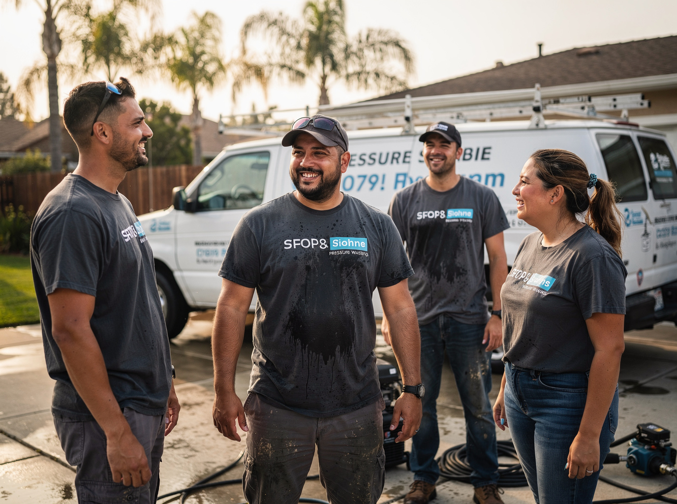 The Residential Pressure Washing team at work in Los Angeles